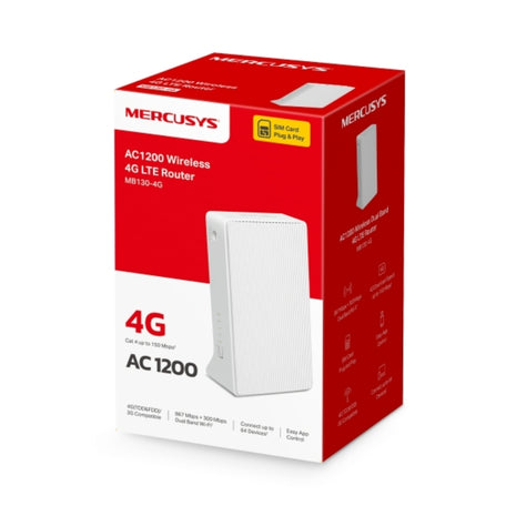 Router Inalámbrico 4G LTE con Sim Card Mercusys MB130-4G Red WiFi hasta 1200Mbps