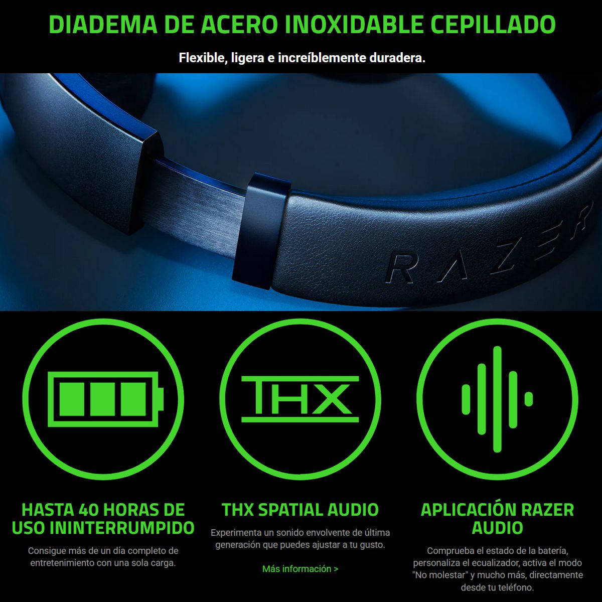 Audífonos Gamer Inalámbricos Razer Barracuda Dual Wireless SmartSwitch THX Spatial 50mm 40 Horas