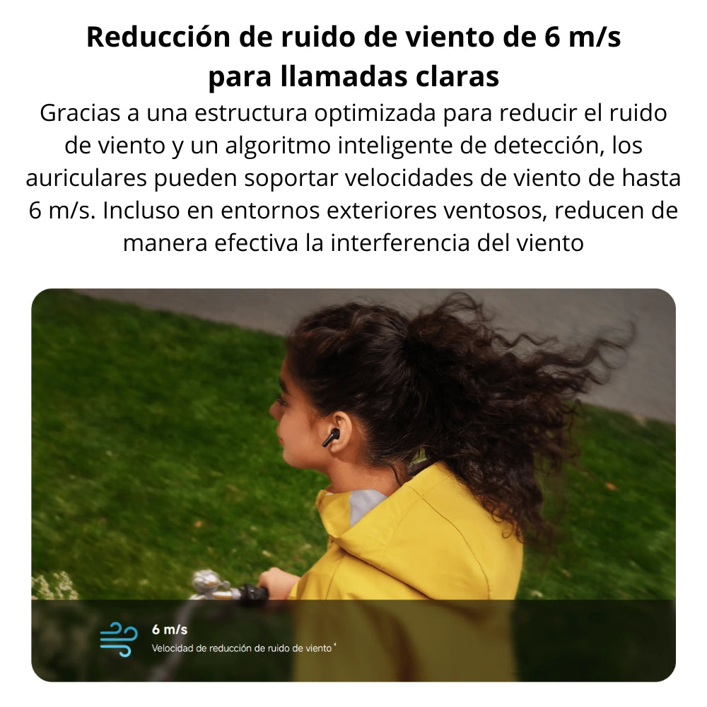 Audífonos Inalámbricos Xiaomi Redmi Buds 8 Active TWS Bluetooth 5.4 Micrófono Dual IA 37h Batería, IP54 - Negro