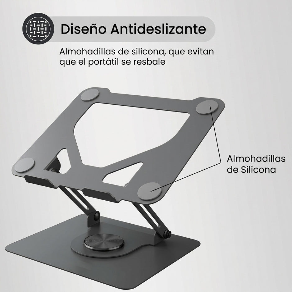 Base Portátil Plegable Metálica Unitec LS-070 Elevada con Giro 360° Superficie Antideslizante