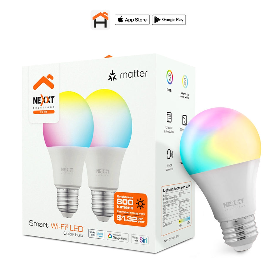 Bombilla Led Rgb Inteligente Wifi Nexxt Nhb-c110m, 2 Pack