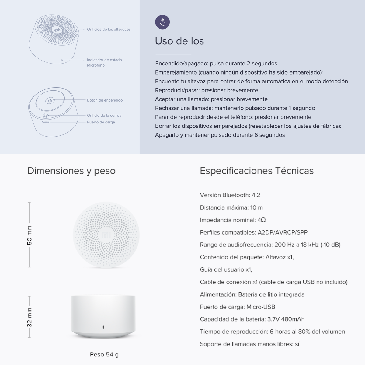 Mini Parlante Con Altavoz Xiaomi Mi Compact Blueooth 4.2