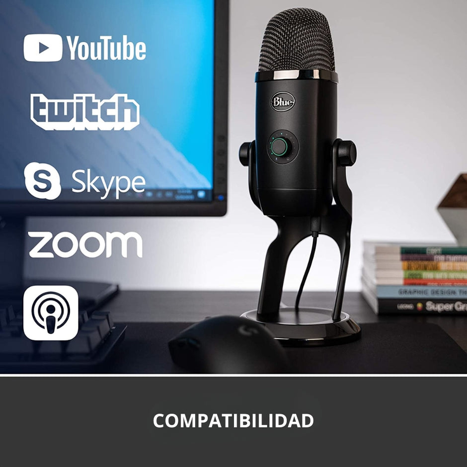 Micrófono Profesional USB Multipatrón Logitech Blue Yeti X Streaming/Gaming VO!CE 24-bit/48kHz - Negro