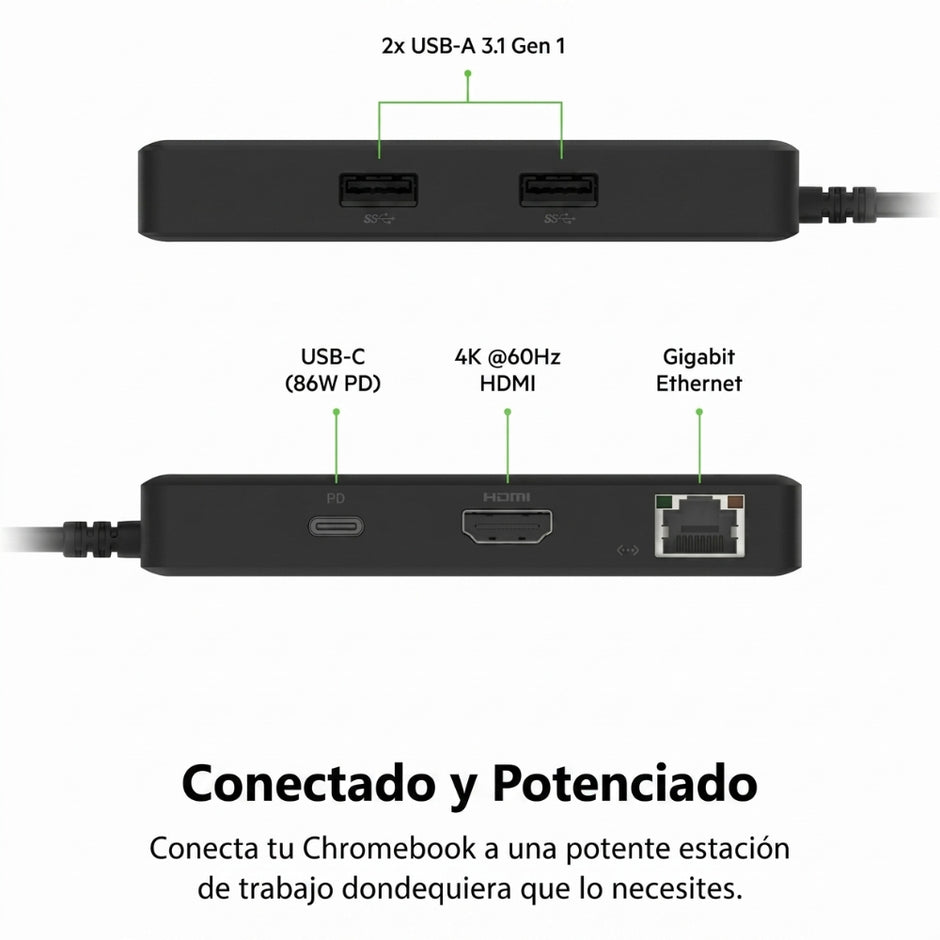 Adaptador Belkin INC008TTBK USB-C 5 en 1 con HDMI RJ45 2 USB-A y USB-C Hub Multiport para Laptop