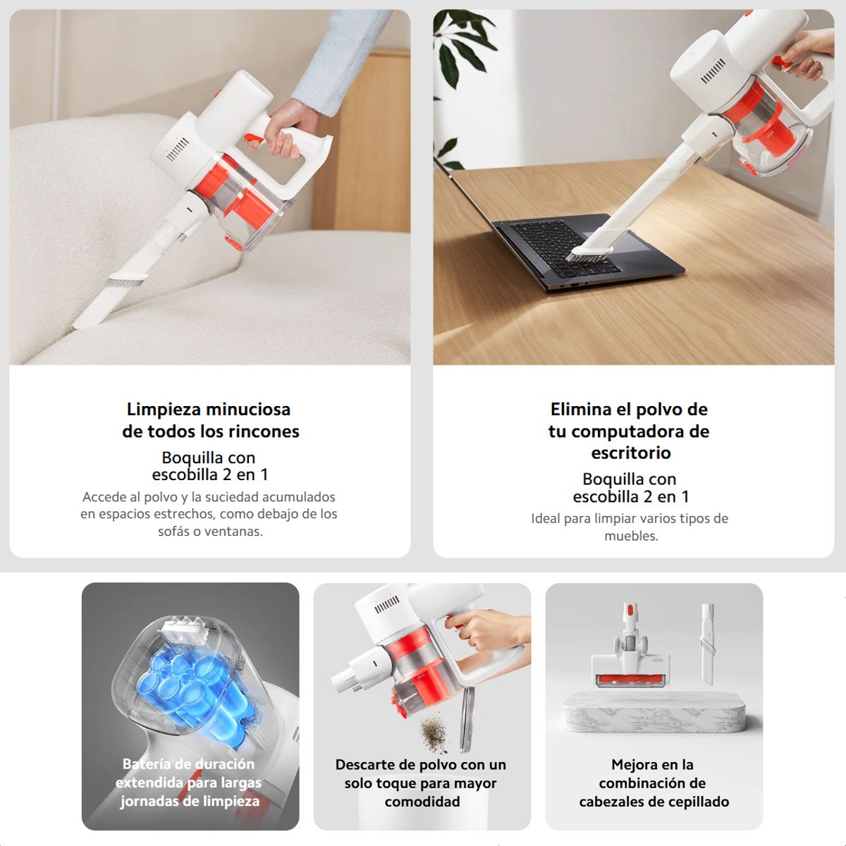 Aspiradora Inalámbrica Xiaomi Vacuum G20 Lite 18000Pa LED Detección Polvo Filtración 99.9% Hasta 45min