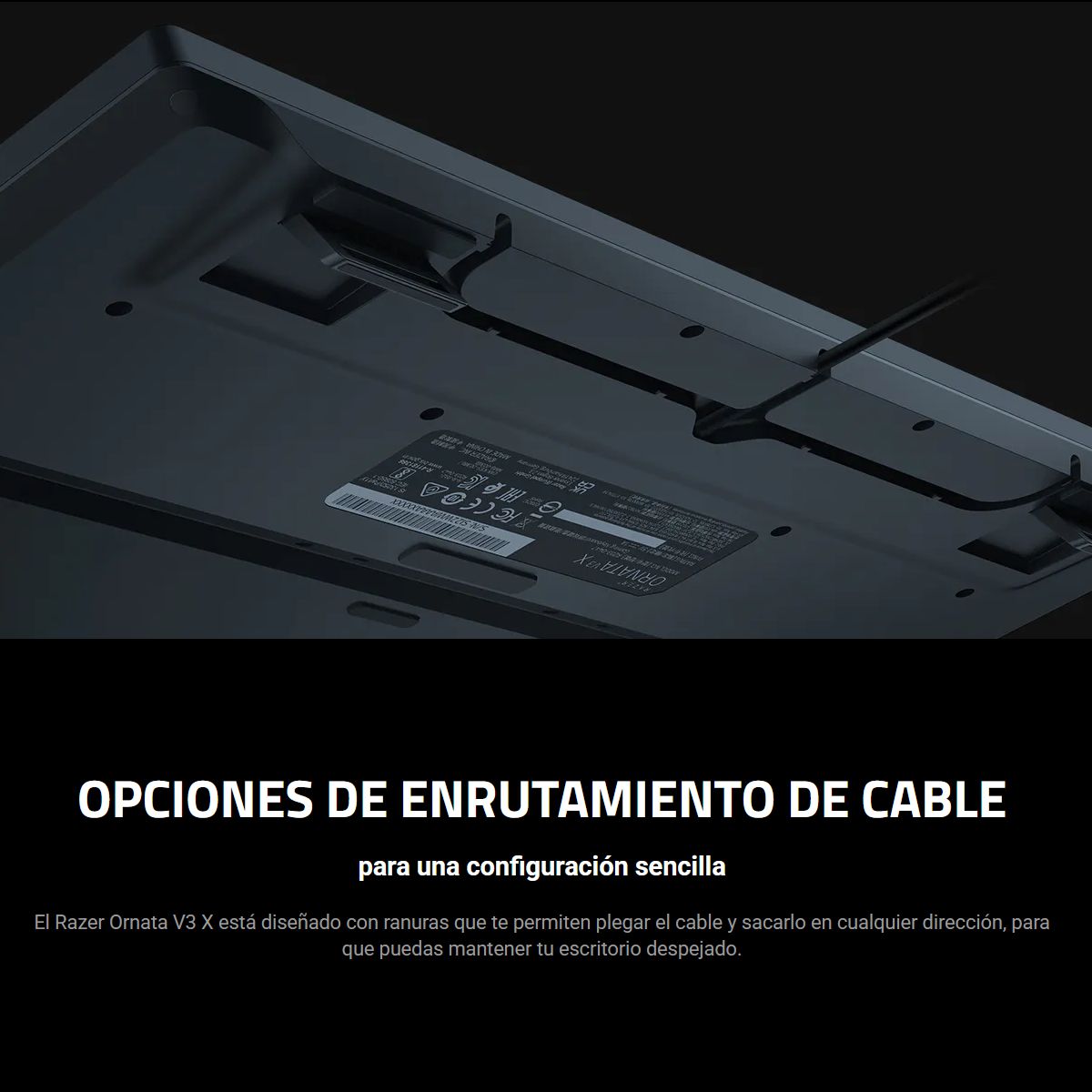 Razer Teclado Ornata V3 X RGB gaming con teclas low-profile, silencioso, reposamuñecas ergonómico y resistente En Español
