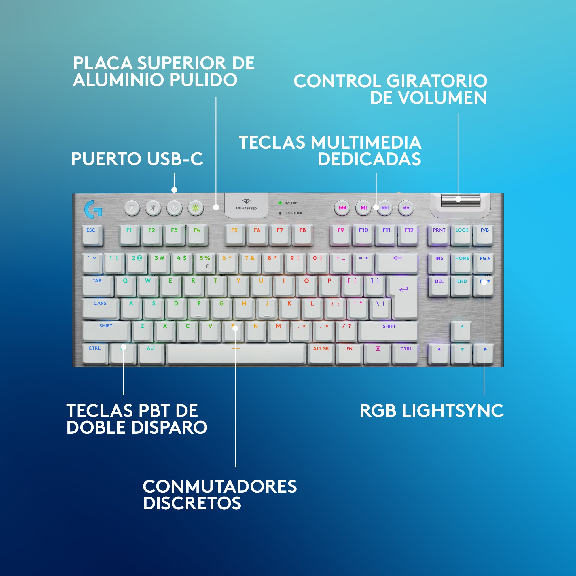 Teclado Gamer Logitech G915 X Lightspeed Tkl / Mecánico Slim - Blanco