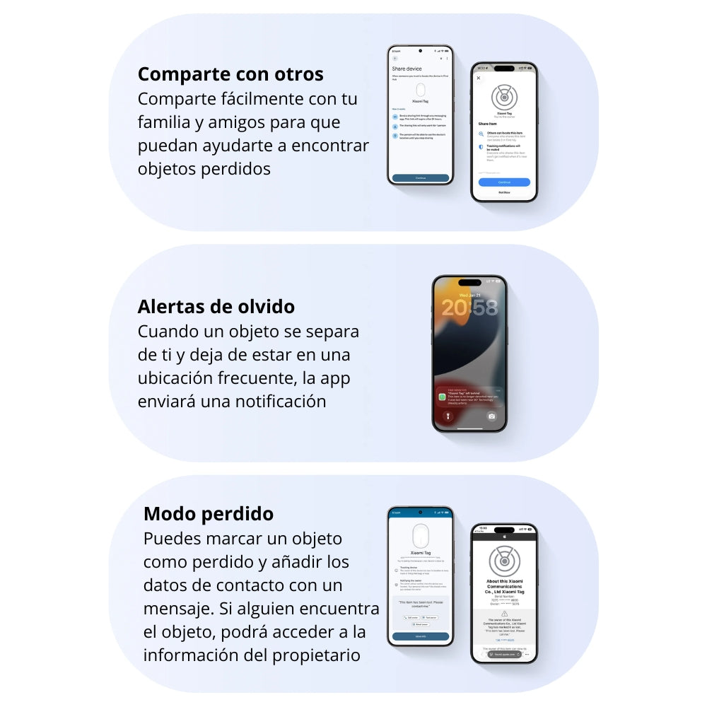 Localizador Smart Xiaomi Tag (4-Pack) Bluetooth Batería +1 Año IP67 Alarma App Redes Apple/Google AirTag