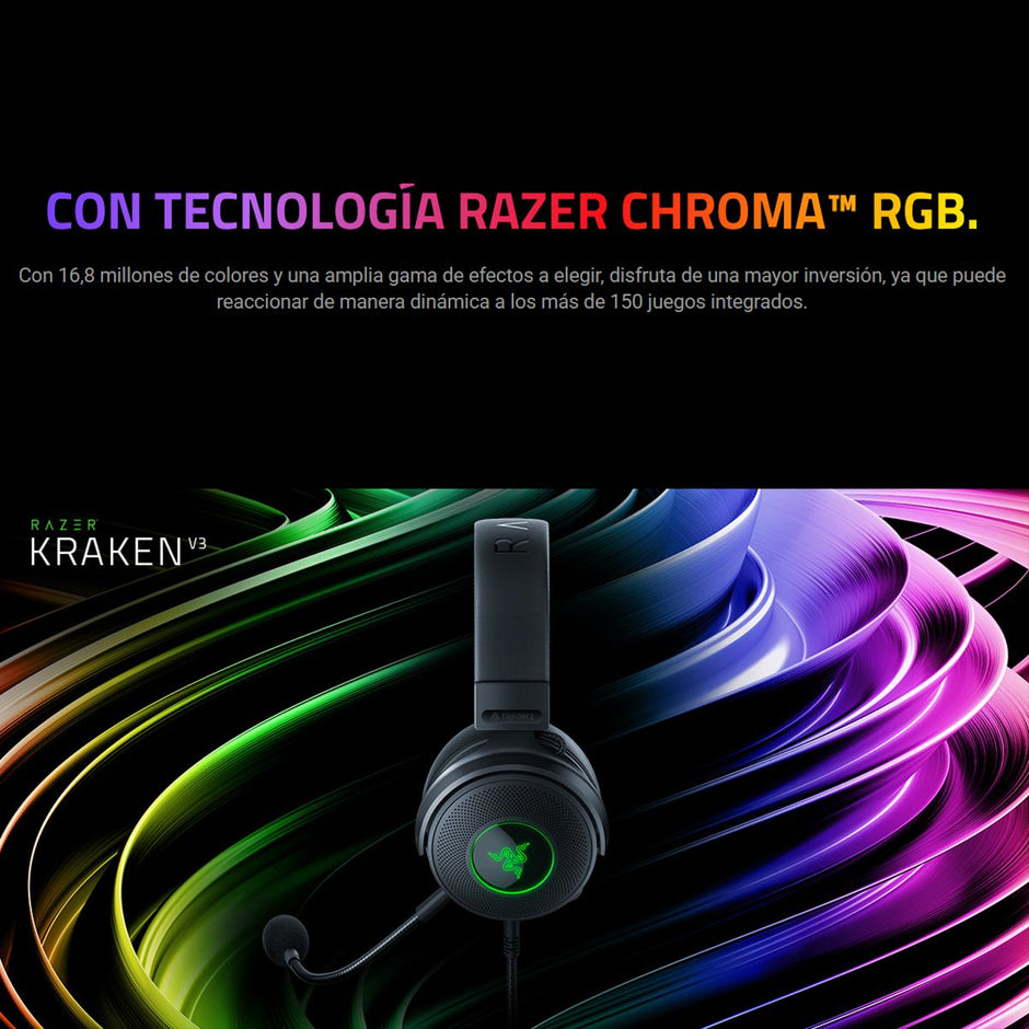 Razer Kraken V3 Audífonos Gamer RGB USB / THX Audio, Negro