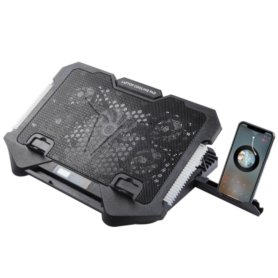 Base Refrigerante Pro Gaming S500 con 5 Ventiladores RGB, Soporte Celular y 2 Puertos USB