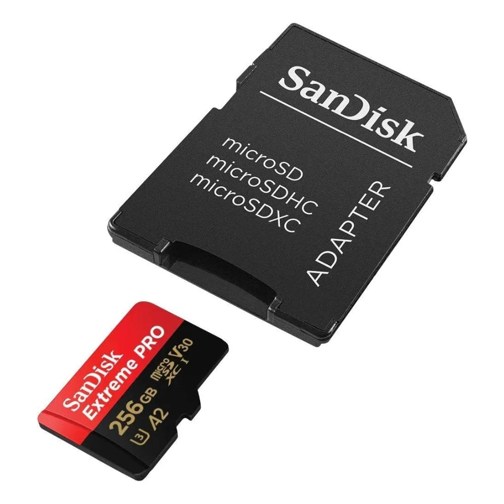 Memoria Micro SD 256GB SanDisk Extreme PRO 200MB/s A2 V30 U3 4K UHD GoPro Drone + Adaptador SD