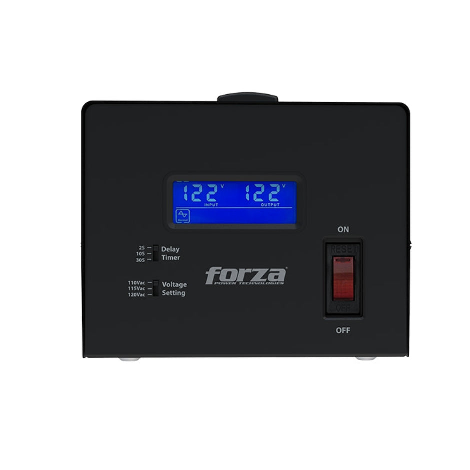 Regulador de Voltaje Forza FVR-3601 3600VA 1800W AVR con Pantalla LCD y 4 Tomas NEMA 5-15R