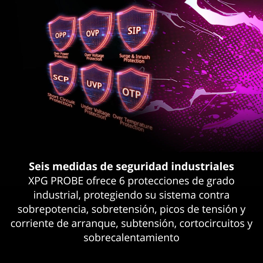 Fuente De Poder Gamer XPG Probe 700W Real 80 Plus Bronze ATX, con Ventilador 120mm y Protección Completa