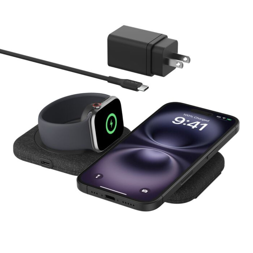 Cargador Inalámbrico Belkin 2 en 1 Magnetic Travel Pad Qi2 WIZ026ttBK 15W iPhone AirPods Carga Rápida