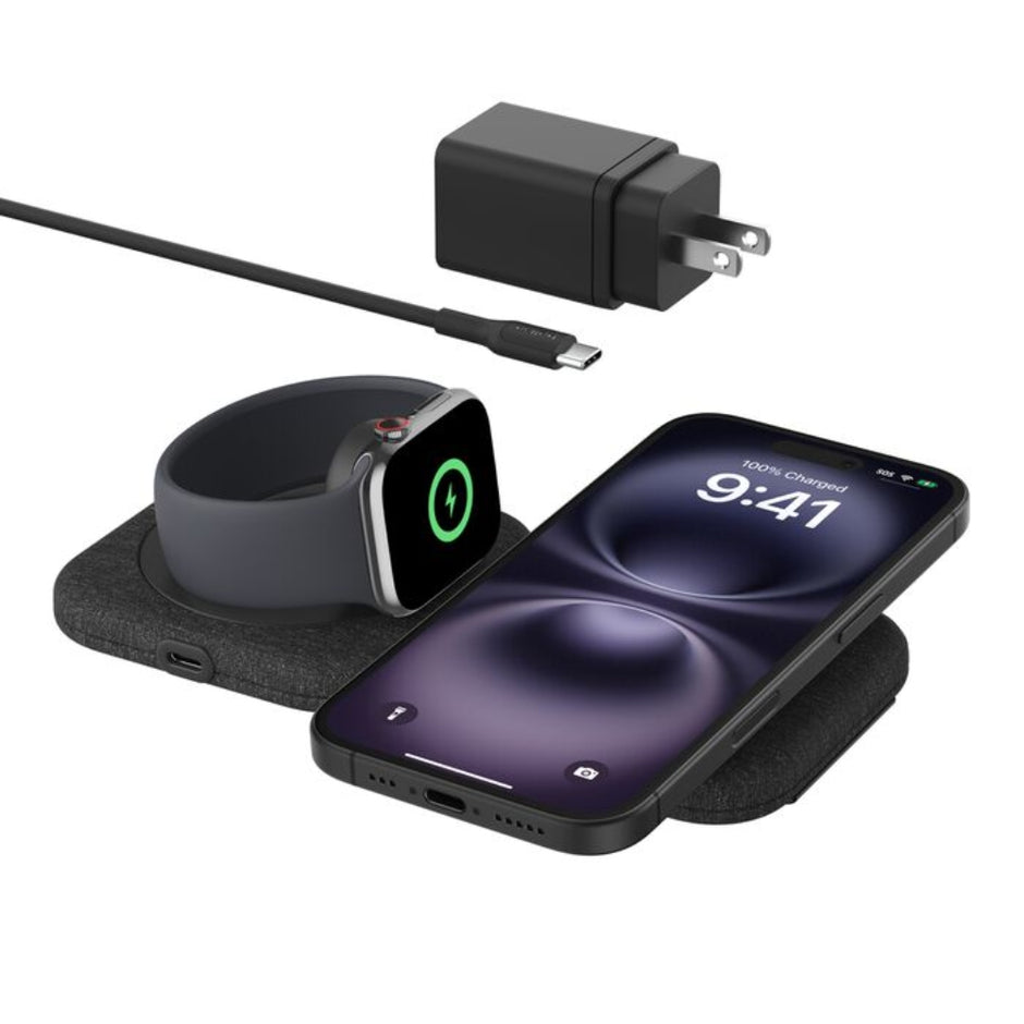 Cargador Inalámbrico Belkin 2 en 1 Magnetic Travel Pad Qi2 WIZ026ttBK 15W iPhone AirPods Carga Rápida