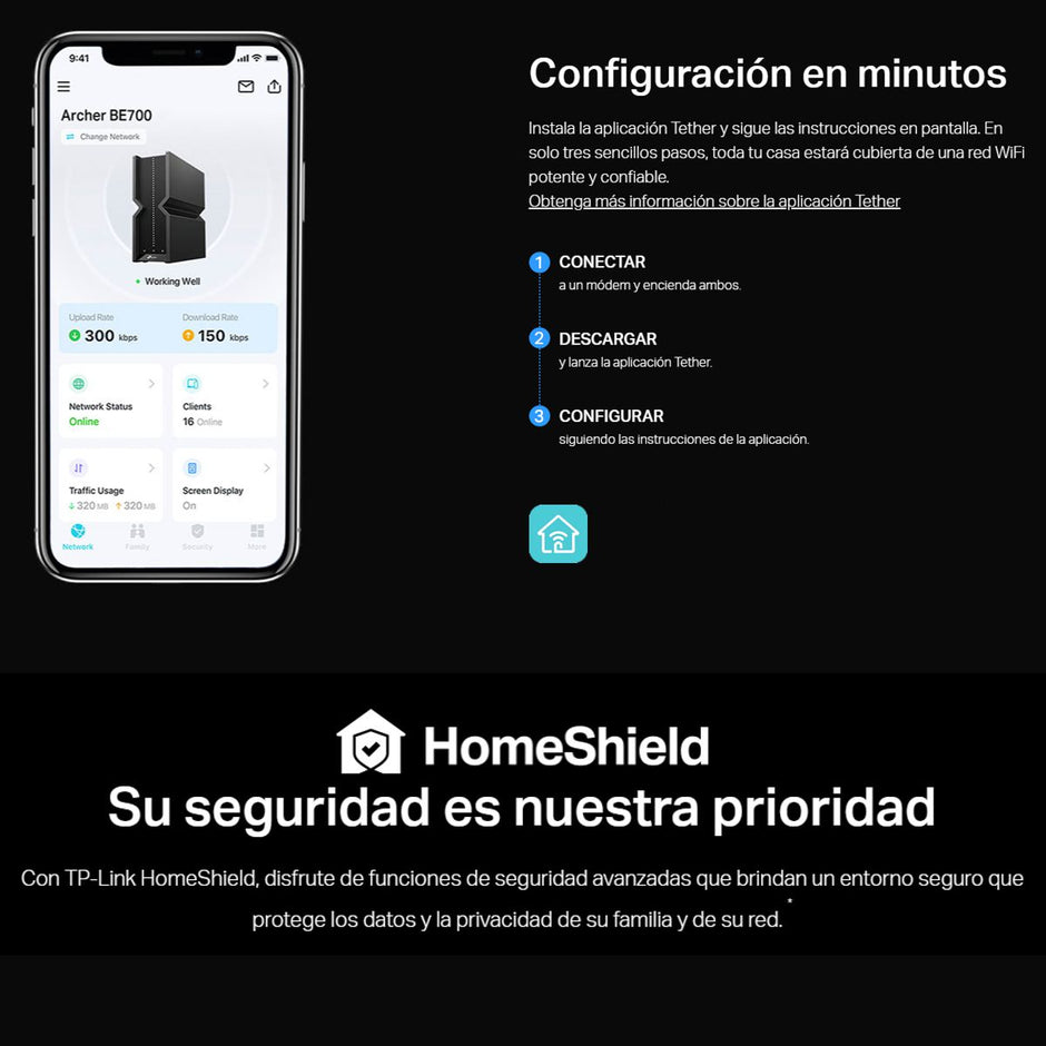 Router Wifi 7 BE15000 TP-Link Archer BE700, 15Gbps, puerto WAN 10 Gbps, puerto LAN 2.5 Gbps, EasyMesh y HomeShield