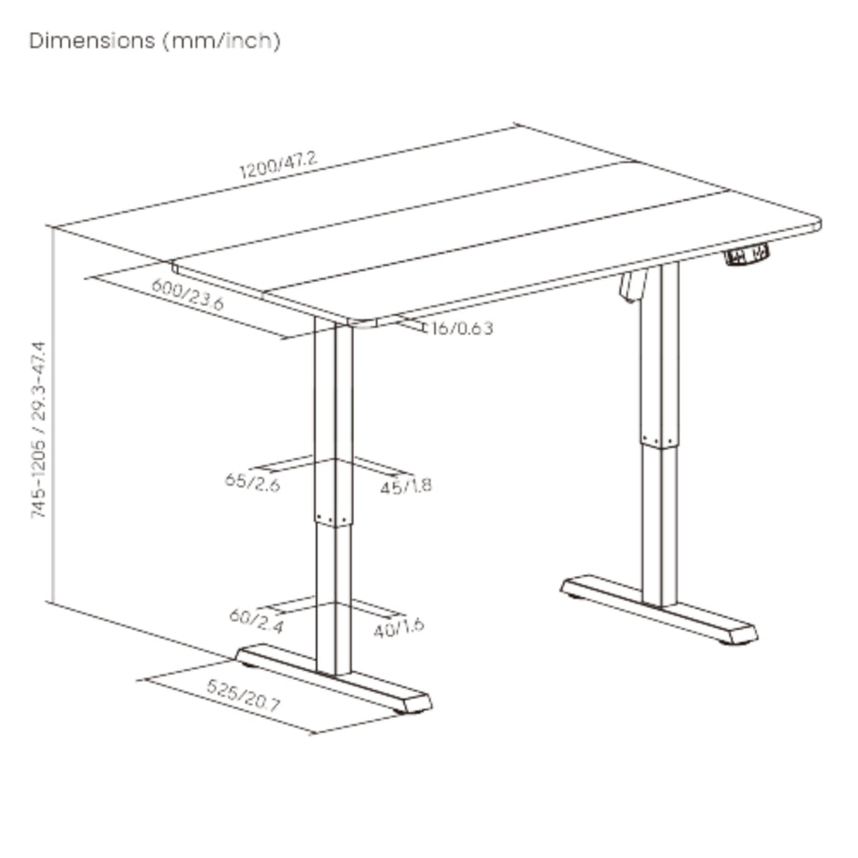 Escritorio Eléctrico de Altura Ajustable TechGo DMTB3-CA Diseño Ergonómico y Moderno - Rústico