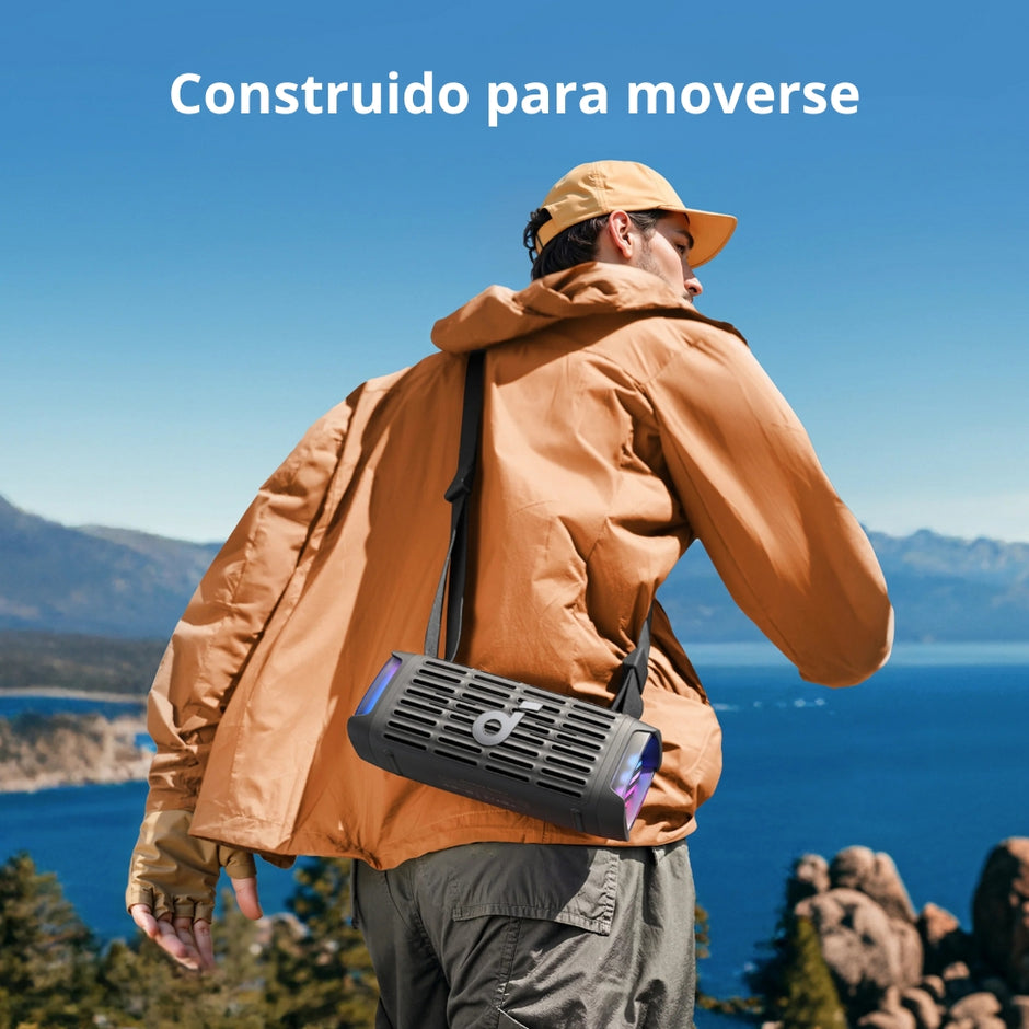 Parlante Bluetooth Soundcore Boom 3i Protección IP68 Polvo y Agua Mar 50W RMS Batería 16h Luces LED App