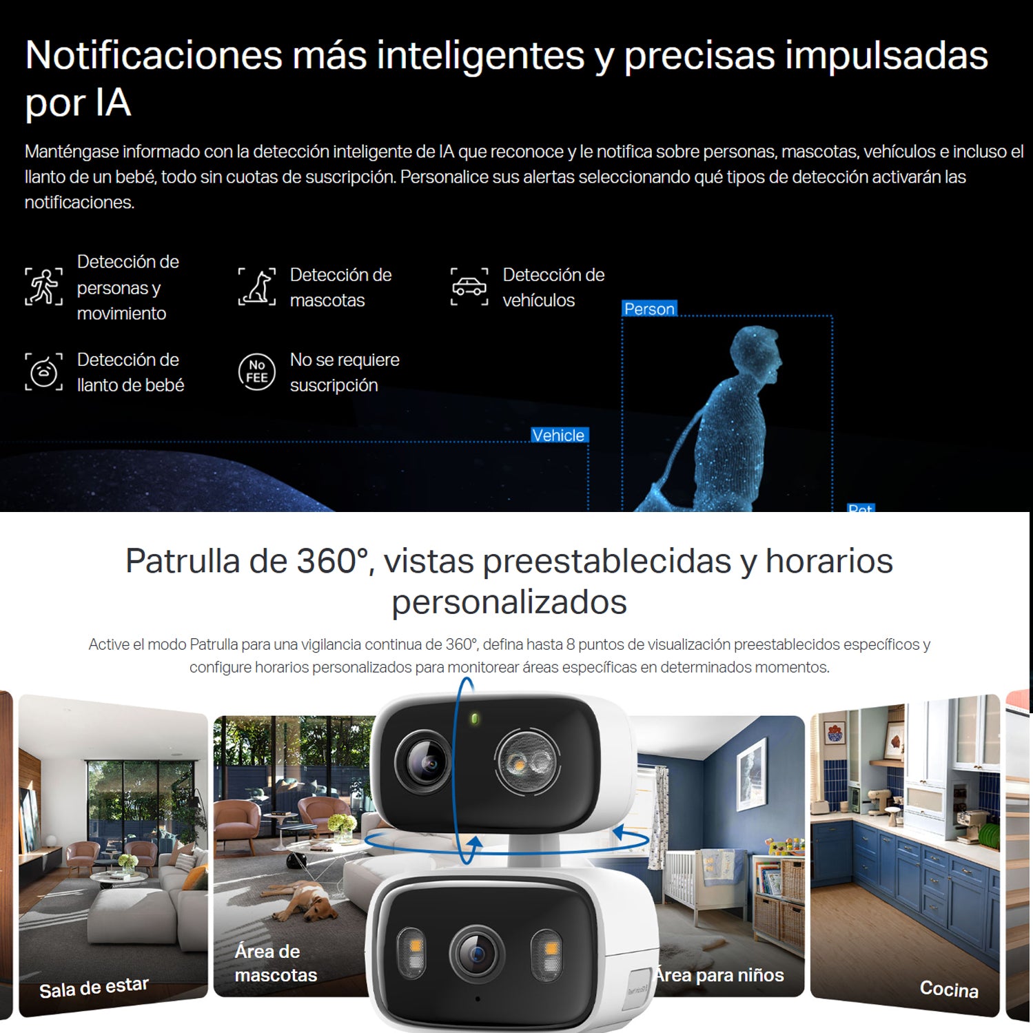 Cámara Seguridad WiFi TP-Link Tapo C246D Doble Lente 2K Exterior IP65 Visión Nocturna Color Alertas IA + Micro SD 128GB