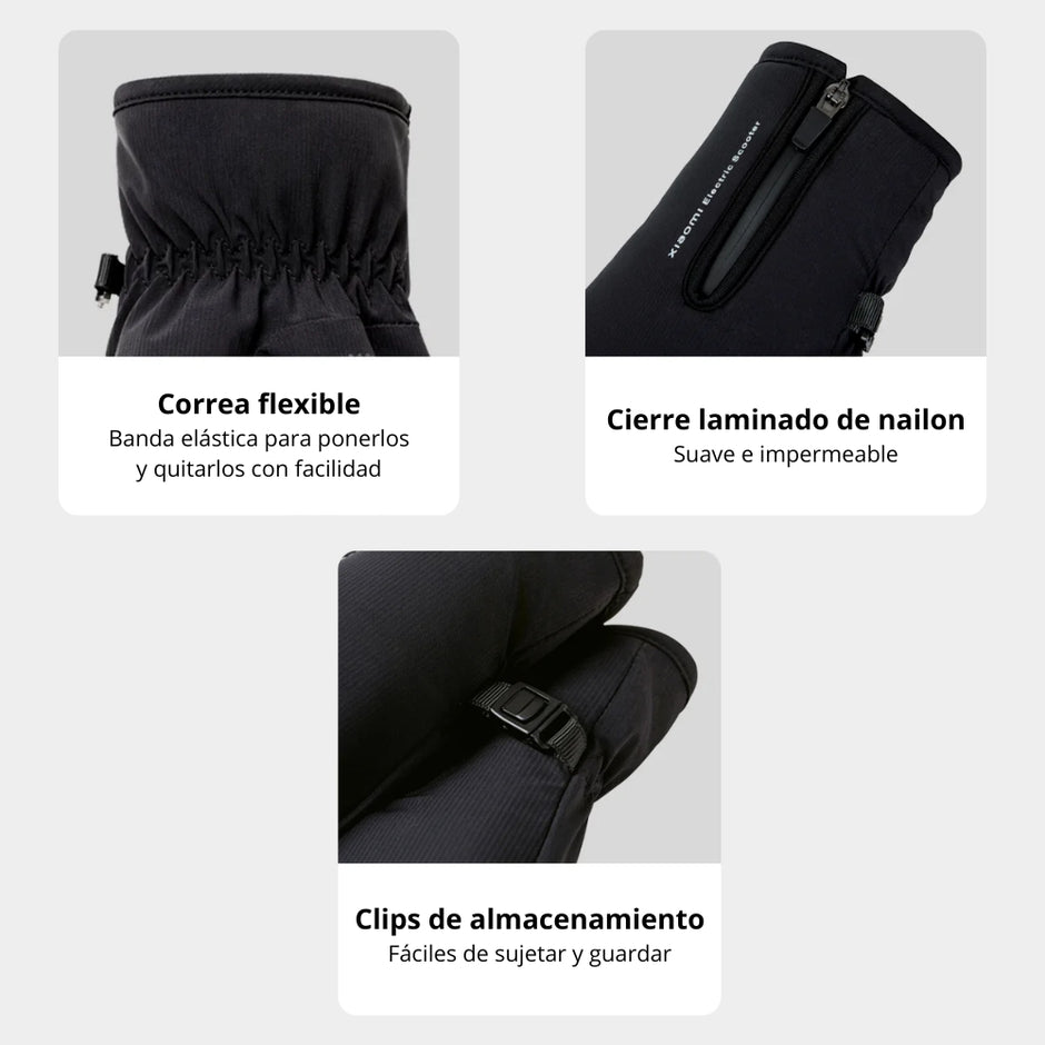 Guantes Térmicos Xiaomi Electric Scooter Riding Gloves Impermeables Antideslizantes Táctiles Talla L - Negro