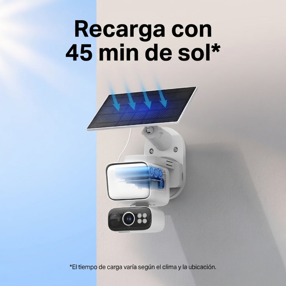 Cámara de Seguridad Wi-Fi Panel Solar TP-Link Tapo C615F KIT 2K Seguimiento IA 360 Foco 800 Lúmenes IP65