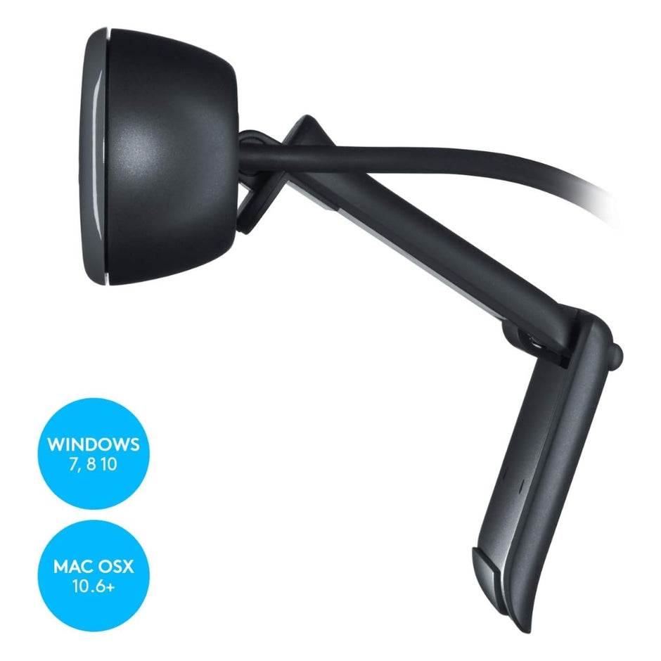 Cámara Web Logitech C270 HD 720p 30fps Micrófono Reductor de Ruido USB RightLight 2 Meet/Teams - Negro