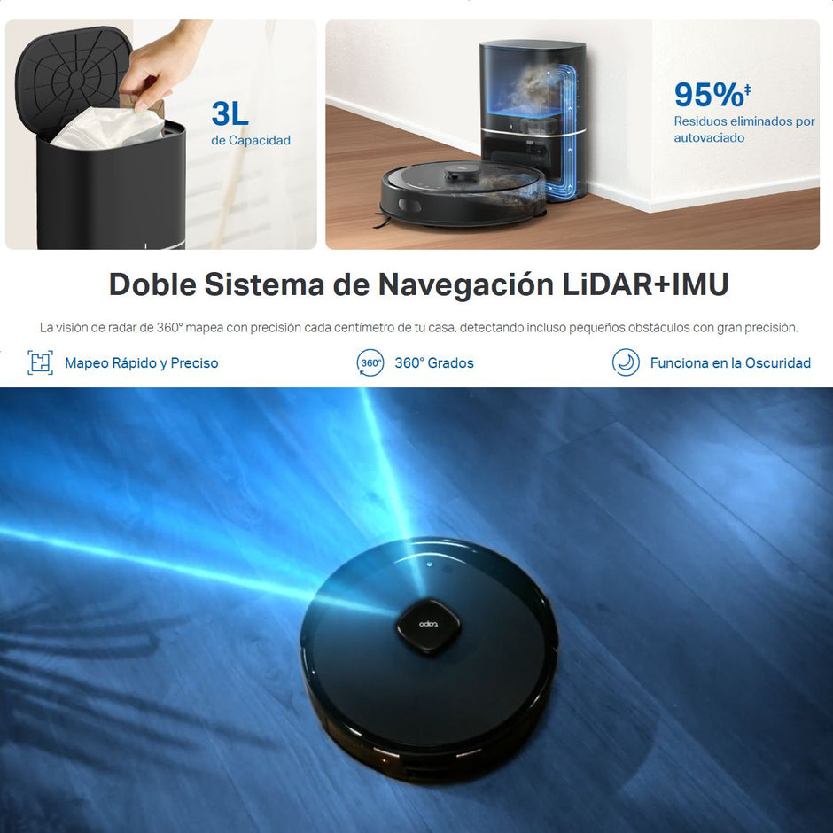 Robot Aspiradora Trapeadora TP-Link Tapo RV30 Max 5300Pa Navegación LiDAR + IMU Control App Alexa Google