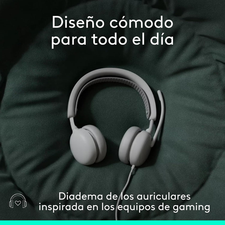 Audífonos Diadema Profesional Logitech Zone Wireless 2 ES Bluetooth ANC Híbrida Adaptativa - Blanco Crudo