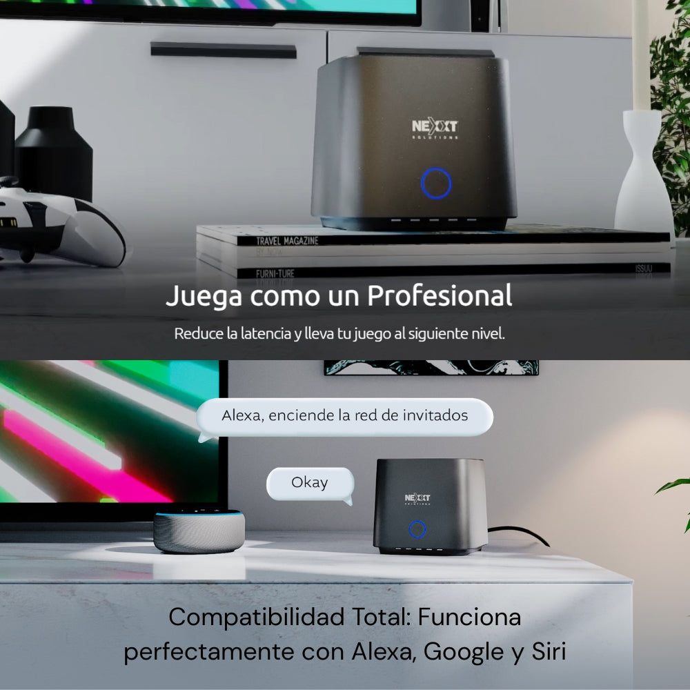 Router Nexxt Bolt Ac1200, Wi-fi 5, Tecnología Mesh, Compatible Google Home / Alexa / Siri, Negro
