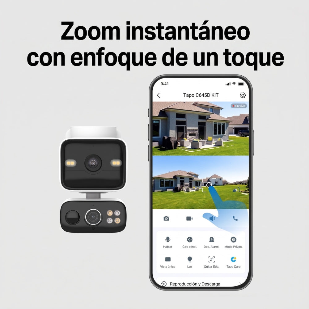 Cámara de Seguridad Wi-Fi TP-Link Tapo C645D Kit Doble Lente 2K Pan/Tilt 360° Solar Batería 10000mAh IP65