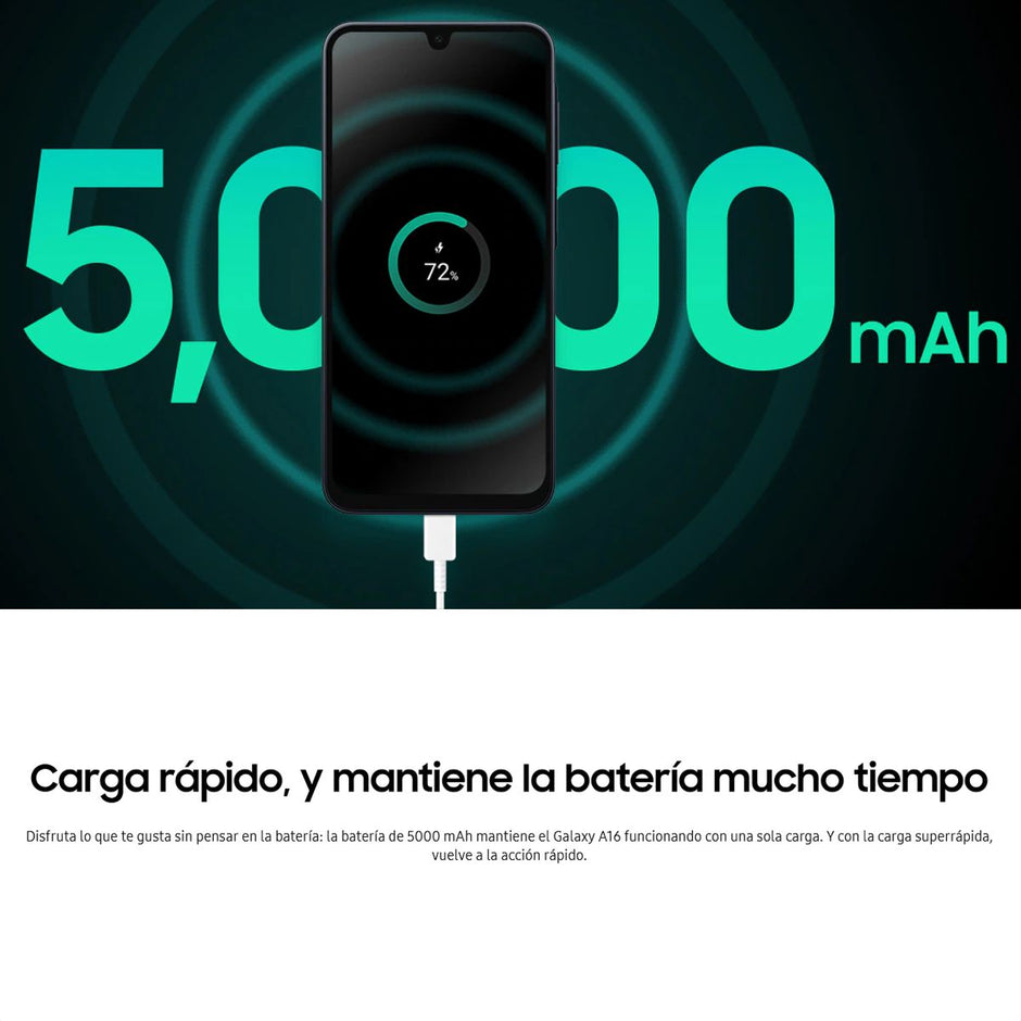 Celular Samsung Galaxy A16 4G Dual SIM Super AMOLED 6.7” 90Hz 128GB/4GB 50MP IP54 5000mAh/25W - Negro