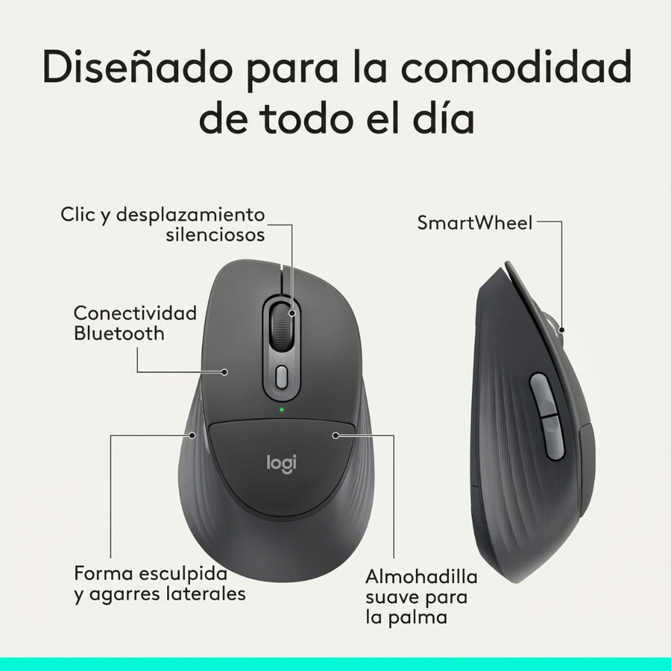Mouse Inalámbrico Logitech Signature Comfort Plus M850 L Multidispositivo Bluetooth SmartWheel  - Grafito