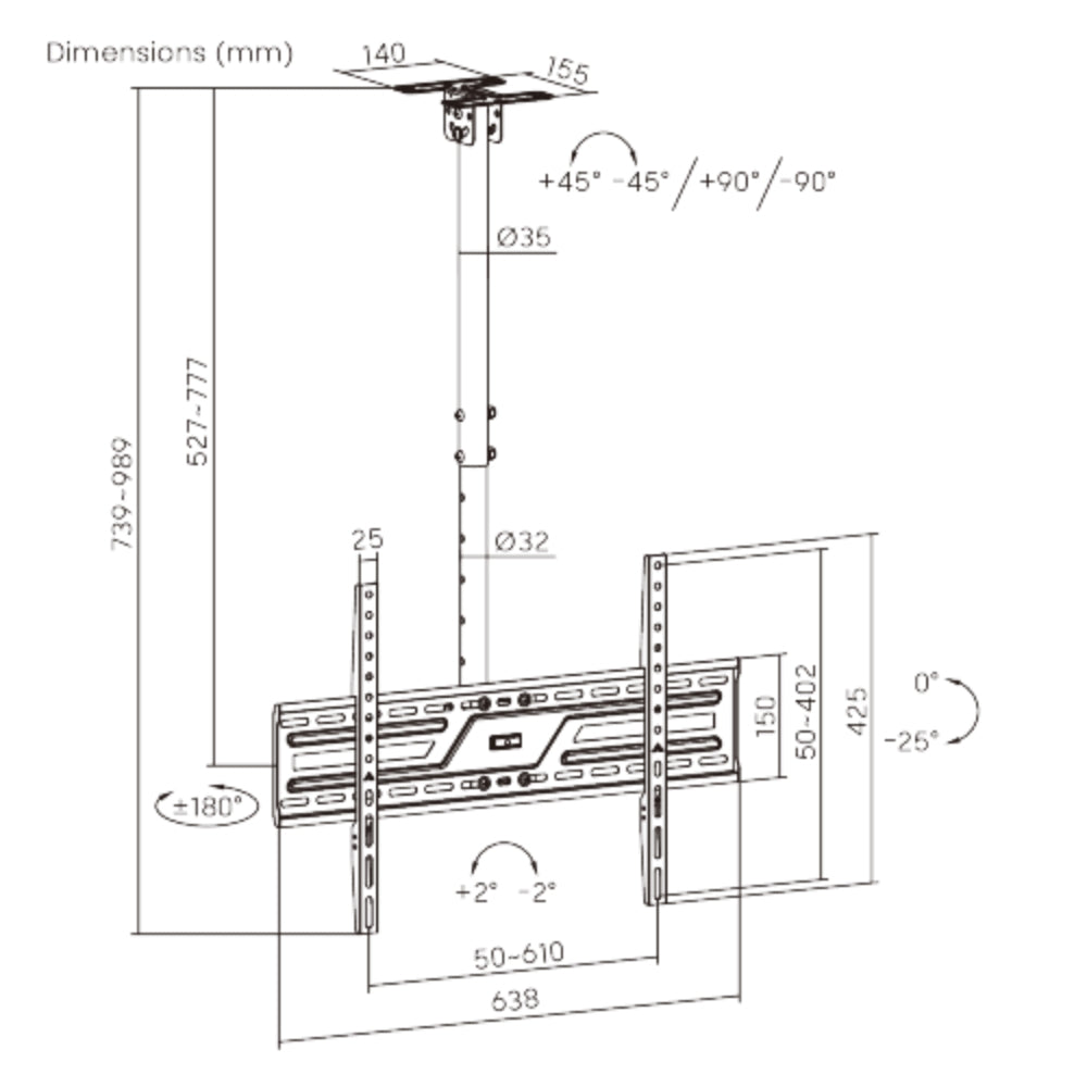 Soporte De Techo Techgo SPT-6404 Para TV 37-86