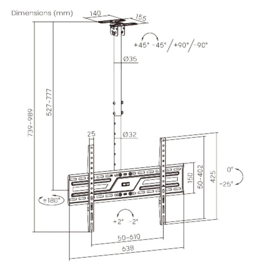 Soporte De Techo Techgo SPT-6404 Para TV 37-86