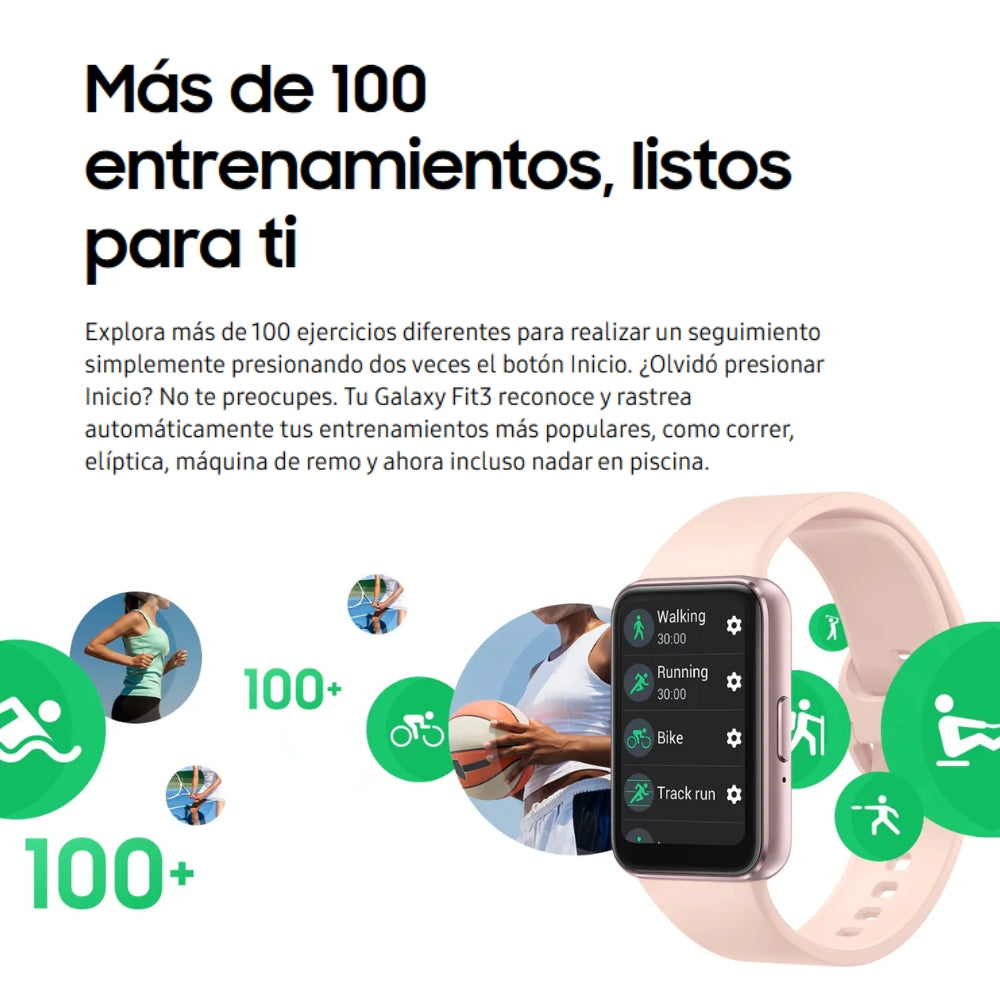 Smart Band Samsung Galaxy Fit3 AMOLED 1.6” Aluminio 5ATM+IP68 Batería 13 Días Caídas/Sueño - Gris