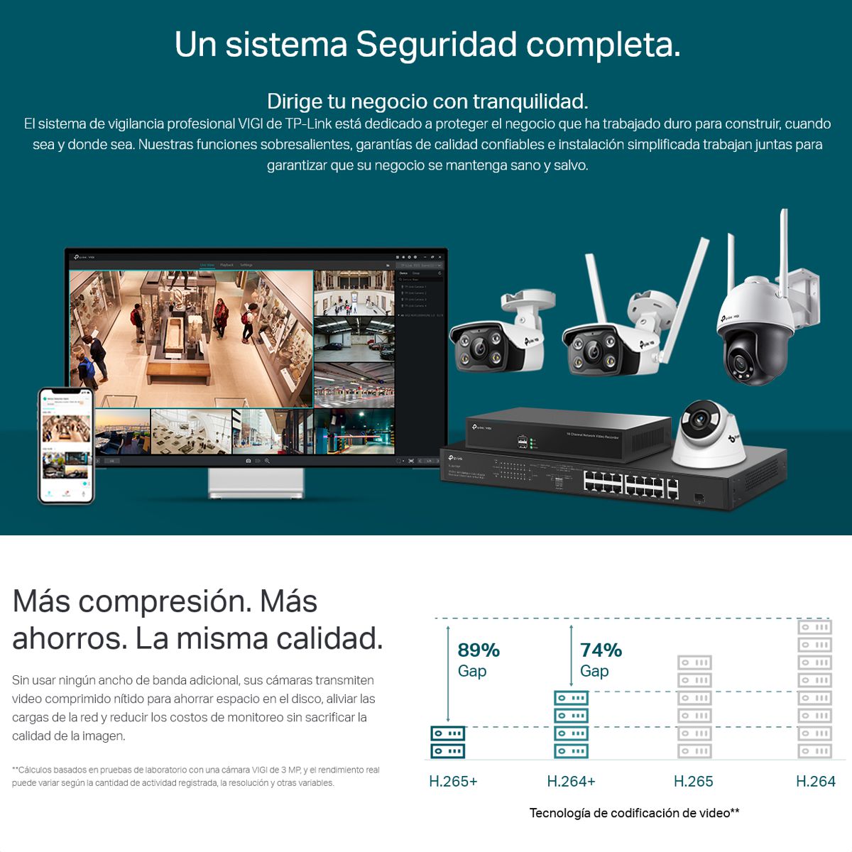 Cámara Seguridad TP-Link VIGI C440-W, Wi-Fi 4MP Visión Full Color 24/7 Detección Inteligente + Micro SD 64GB