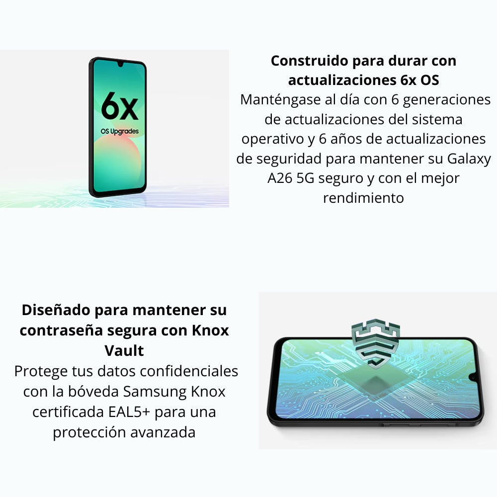 Celular Samsung Galaxy A26 5G Dual SIM, 6.7'' 256GB/8GB 50MP IP67 5000mAh, Negro