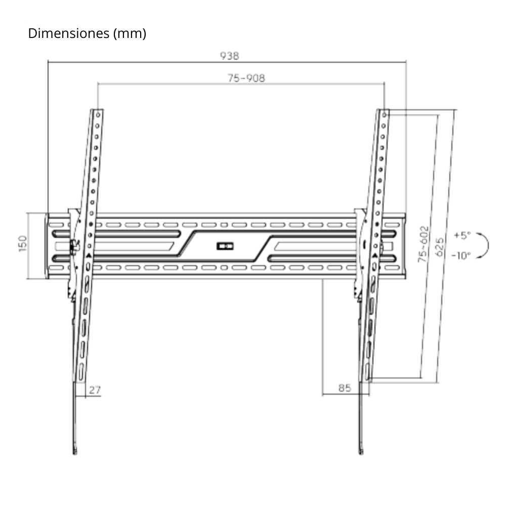 Soporte TV Pared Universal 50-100 Pulgadas TechGo SPF-9603 Inclinable Acero Reforzado 75kg VESA 900x600