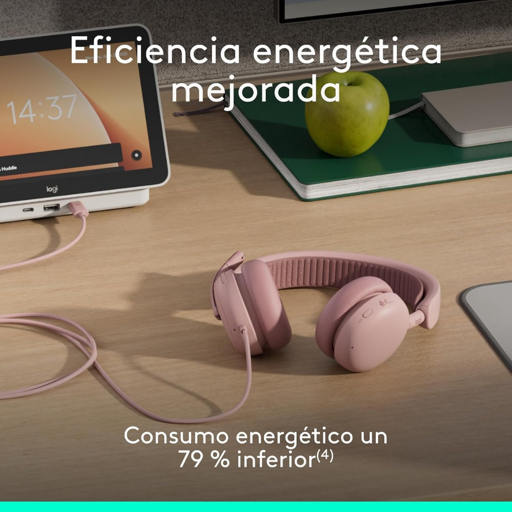 Audífonos Diadema Profesional Logitech Zone Wireless 2 ES Bluetooth ANC Híbrida Adaptativa - Rosado