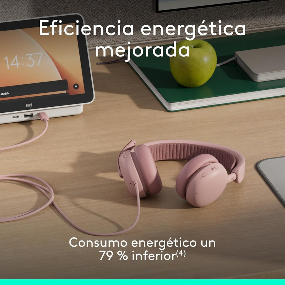 Audífonos Diadema Profesional Logitech Zone Wireless 2 ES Bluetooth ANC Híbrida Adaptativa - Rosado