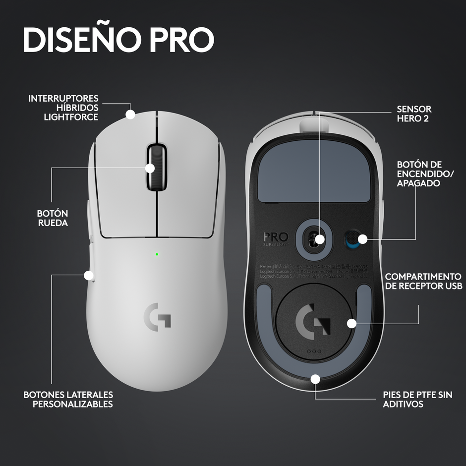 Mouse Gamer Inalámbrico Logitech G Pro X Superlight 2c, Blanco