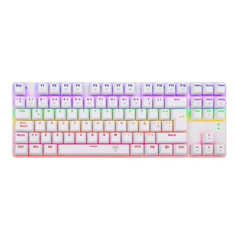 Teclado Gamer Mecanico T-dagger Bora Lite Rainbow con Switch Red, Blanco