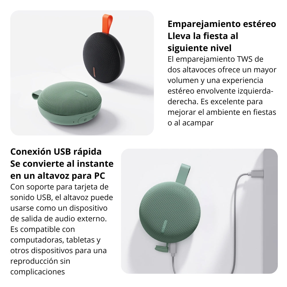Parlante Bluetooth Portátil Xiaomi Speaker Essential TWS 5W, 1000 mAh con Protección IP66 - Verde