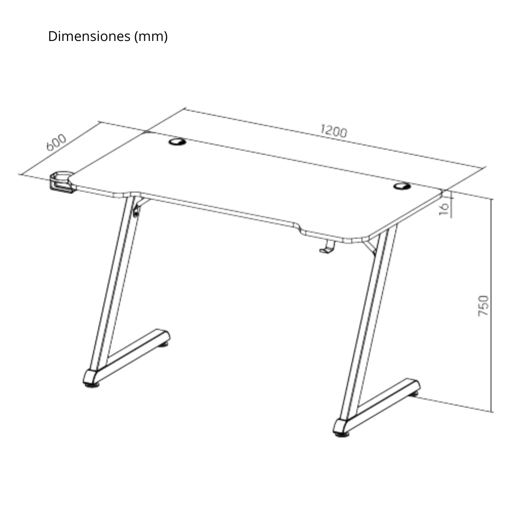 Escritorio Gamer TechGo MPCG-07 Diseño Z Superficie Texturizada 120cm*60cm Portavasos Soporte Diadema