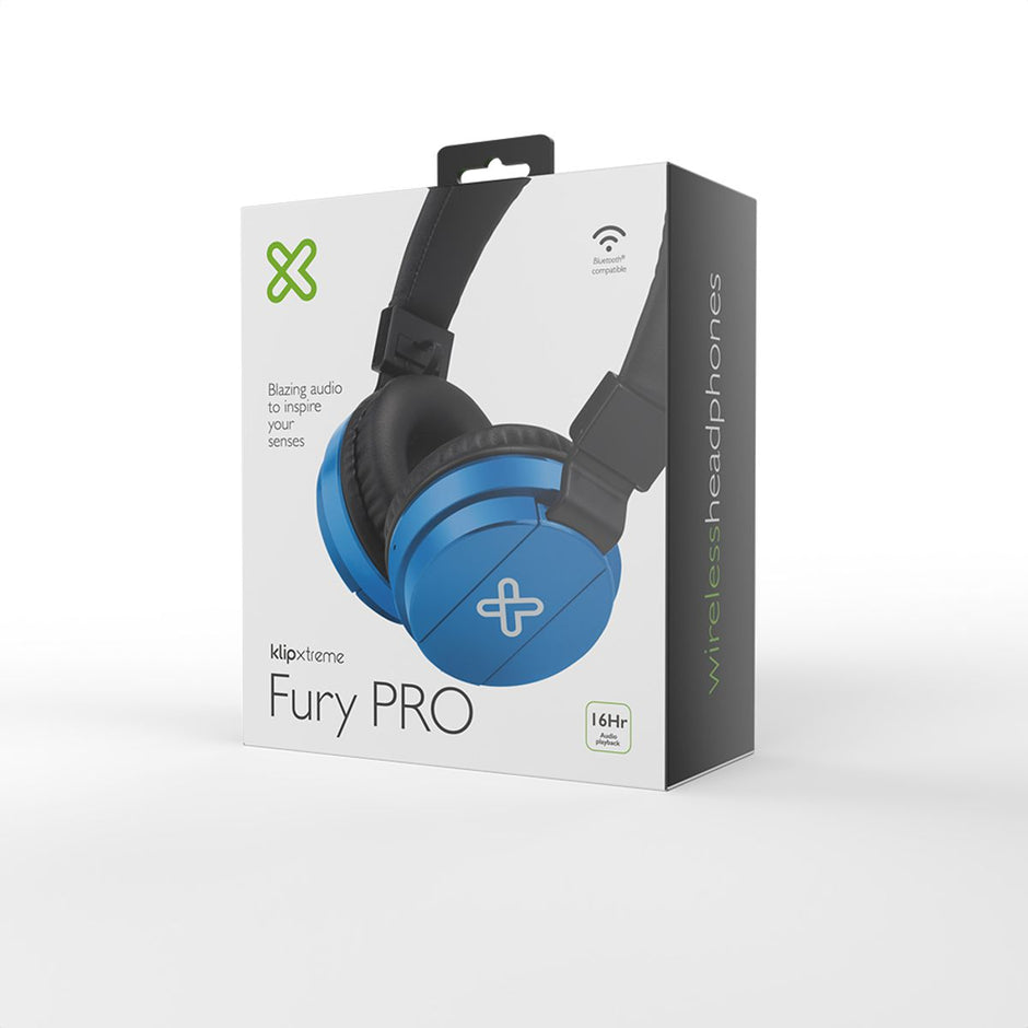 Diadema Inalámbrica Bluetooth Klip Xtreme Fury Pro KWH-001 con Micrófono Azul