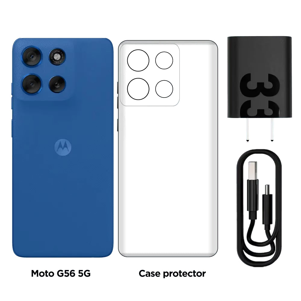 Celular Motorola G56 5G SIM+eSIM IPS 6.7” 120Hz 256GB/24GB(8+16) 50MP Sony IP68/IP69 5200mAh/30W - Azul Deslumbrante