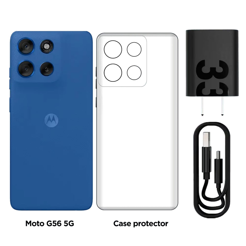 Celular Motorola G56 5G SIM+eSIM IPS 6.7” 120Hz 256GB/24GB(8+16) 50MP Sony IP68/IP69 5200mAh/30W - Azul Deslumbrante