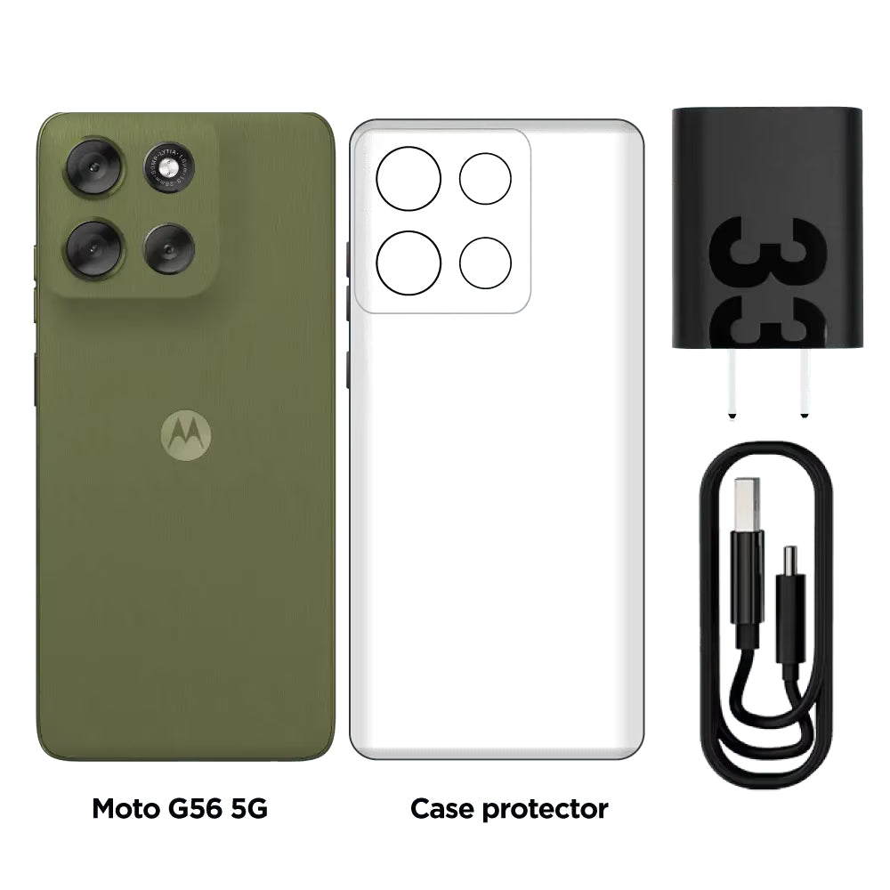 Celular Motorola G56 5G SIM+eSIM IPS 6.7” 120Hz 256GB/24GB(8+16) 50MP Sony IP68/IP69 5200mAh/30W - Verde Eneldo