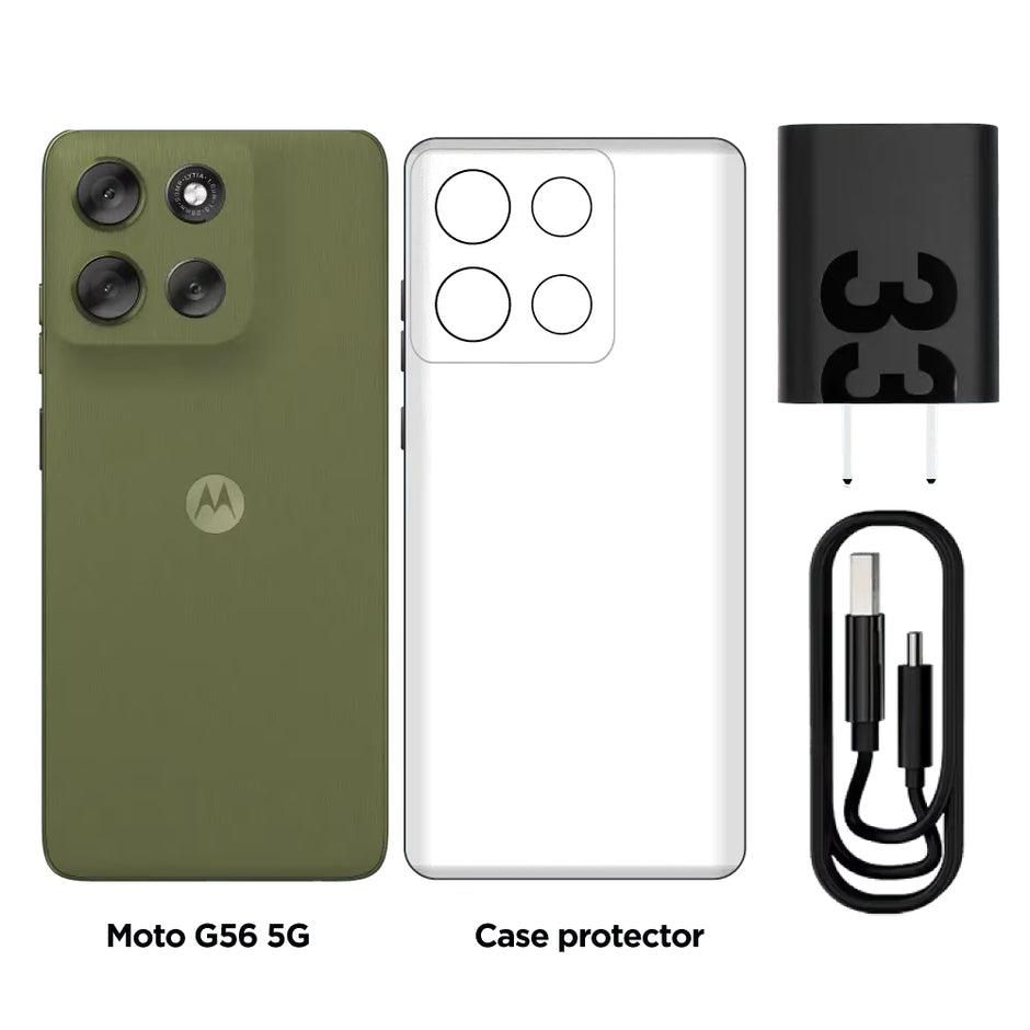 Celular Motorola G56 5G SIM+eSIM IPS 6.7” 120Hz 256GB/24GB(8+16) 50MP Sony IP68/IP69 5200mAh/30W - Verde Eneldo