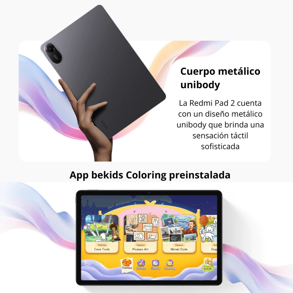Tablet Xiaomi Redmi Pad 2 Wi-Fi IPS 11” 2.5K 90Hz Helio G100 128GB/4GB Audio Dolby Atmos® 9000mAh - Gris